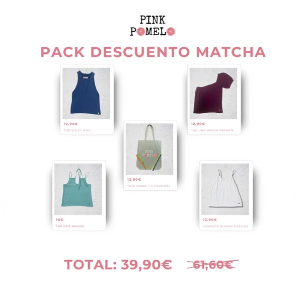 pack descuento matcha compuesto por 5 prendas