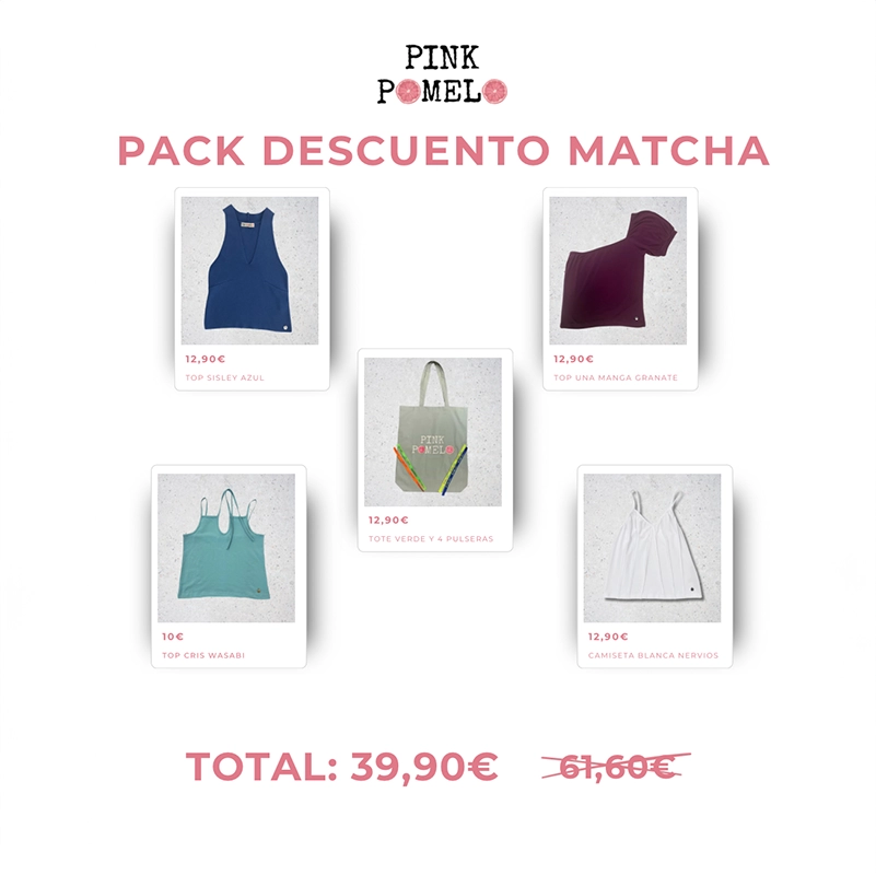 pack descuento matcha compuesto por 5 prendas