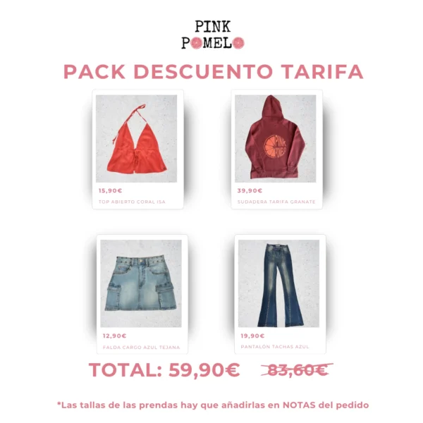 pack descuento tarifa compuesto por 4 prendas