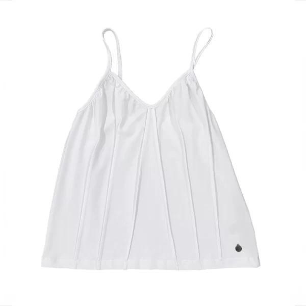 Camiseta de tirantes blancas con nervios frontales. Goma elástica en interior de escote trasero 100% Algodón