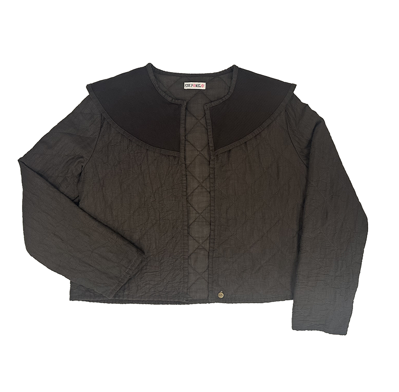 Chaqueta abierta acolchado fino con volante en cuello 95% Algodón, 5% Elastán